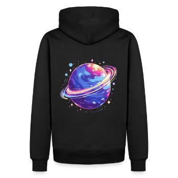 Planet - Men’s Premium Organic Hoodie - black - Back - Nico (187cm)