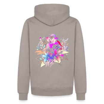 Blumen - Männer Premium Bio Hoodie - Taupe - Hinten - Nico (187cm)
