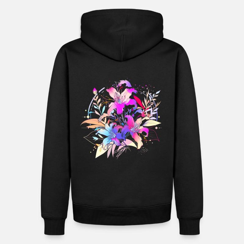 Fleur - Sweat à capuche Premium bio Homme - noir