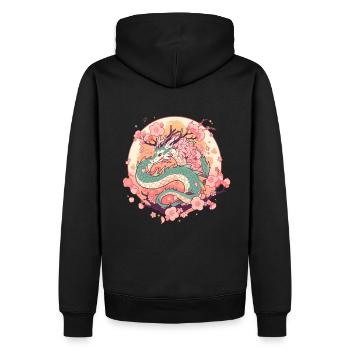 Drache - Männer Premium Bio Hoodie - Schwarz - Hinten - Nico (187cm)