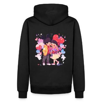 Couple mignon - Sweat à capuche Premium bio Homme - noir - Dos - Nico (187cm)