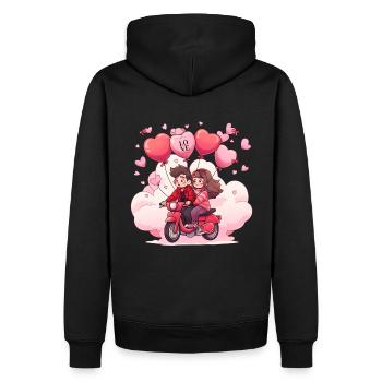 Verliebte auf Roller - Männer Premium Bio Hoodie - Schwarz - Hinten - Nico (187cm)