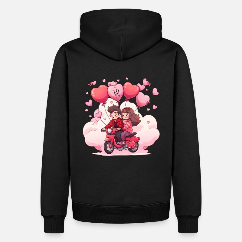 Amoureux en scooter - Sweat à capuche Premium bio Homme - noir