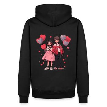 Tourtereaux - Sweat à capuche Premium bio Homme - noir - Dos - Nico (187cm)
