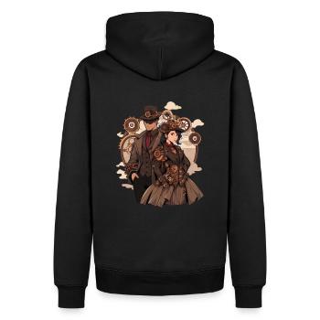 Steampunk-Couple - Männer Premium Bio Hoodie - Schwarz - Hinten - Nico (187cm)