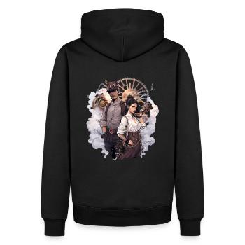 Steampunk Couple - Sweat à capuche Premium bio Homme - noir - Dos - Nico (187cm)