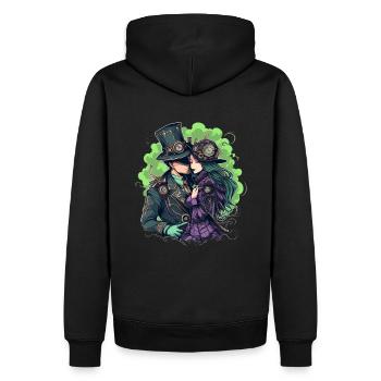 Steampunk Couple - Sweat à capuche Premium bio Homme - noir - Dos - Nico (187cm)