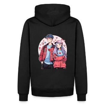 lovebirds - Männer Premium Bio Hoodie - Schwarz - Hinten - Nico (187cm)