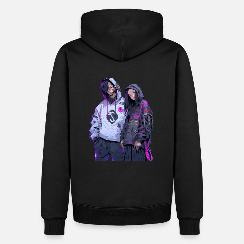 Couple Cyberpunk Urbain - Sweat à capuche Premium bio Homme - noir