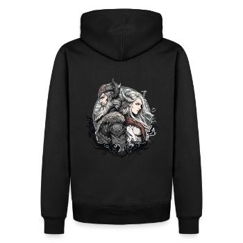 Couple de Vikings - Sweat à capuche Premium bio Homme - noir - Dos - Nico (187cm)