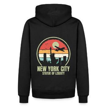 Retro Vintage New York City Statue of Liberty - Men’s Premium Organic Hoodie - black - Back - Nico (187cm)