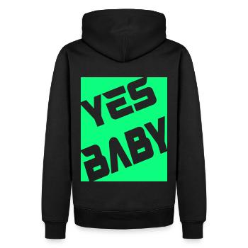 Yes Baby - Männer Premium Bio Hoodie - Schwarz - Hinten - Nico (187cm)