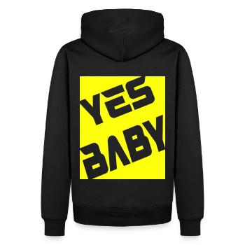 Yes Baby - Männer Premium Bio Hoodie - Schwarz - Hinten - Nico (187cm)