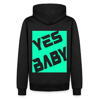 Yes Baby - Männer Premium Bio Hoodie - Schwarz - Hinten - Nico (187cm)