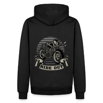 Sortez. Motocycliste. Motocyclette. - Sweat à capuche Premium bio Homme - noir - Dos - Nico (187cm)