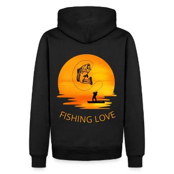 Fisch-Angriff - Männer Premium Bio Hoodie - Schwarz - Hinten - Nico (187cm)