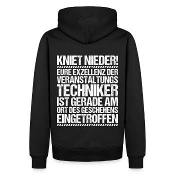 Veranstaltungstechniker Event Technician - Männer Premium Bio Hoodie - Schwarz - Hinten - Nico (187cm)