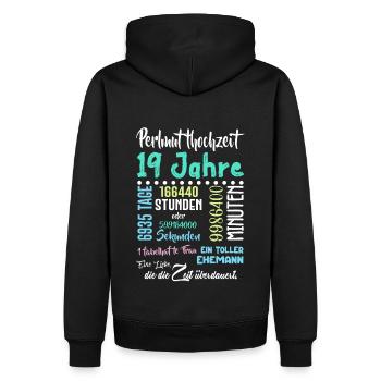 Perlmutthochzeit 19 Jahre Hochzeit Partner Feiern - Männer Premium Bio Hoodie - Schwarz - Hinten - Nico (187cm)