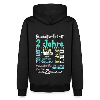 Baumwollene Hochzeit 2 Jahre Hochzeit Partner - Männer Premium Bio Hoodie - Schwarz - Hinten - Nico (187cm)