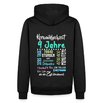 Keramikhochzeit 9 Jahre Hochzeit Partner Feiern - Männer Premium Bio Hoodie - Schwarz - Hinten - Nico (187cm)