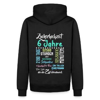 Zuckerhochzeit 6 Jahre Hochzeit Partner Feiern - Männer Premium Bio Hoodie - Schwarz - Hinten - Nico (187cm)