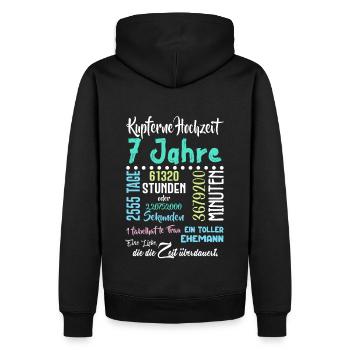 Kupferne Hochzeit 7 Jahre Hochzeit Partner Feiern - Männer Premium Bio Hoodie - Schwarz - Hinten - Nico (187cm)