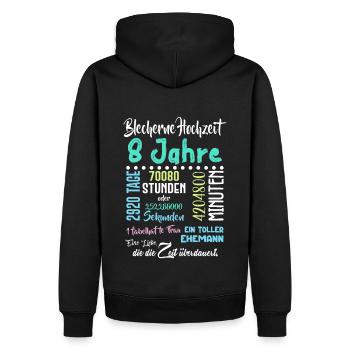 Blecherne Hochzeit 8 Jahre Hochzeit Partner Feiern - Männer Premium Bio Hoodie - Schwarz - Hinten - Nico (187cm)