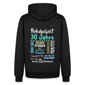 Perlenhochzeit 30 Jahre Hochzeit Partner Feiern - Männer Premium Bio Hoodie - Schwarz - Hinten - Nico (187cm)