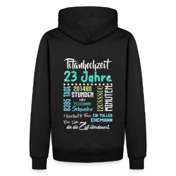 Titanhochzeit 23 Jahre Hochzeit Partner Feiern - Männer Premium Bio Hoodie - Schwarz - Hinten - Nico (187cm)