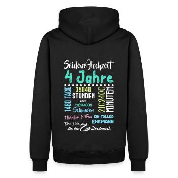 Seidene Hochzeit 4 Jahre Hochzeit Partner Feiern - Männer Premium Bio Hoodie - Schwarz - Hinten - Nico (187cm)