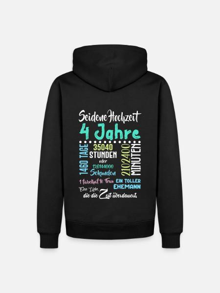 Seidene Hochzeit 4 Jahre Hochzeit Partner Feiern - Männer Premium Bio Hoodie - Schwarz