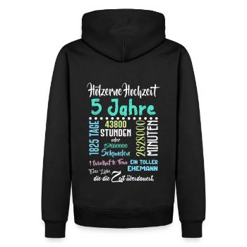Hölzerne Hochzeit 5 Jahre Hochzeit Partner Feiern - Männer Premium Bio Hoodie - Schwarz - Hinten - Nico (187cm)