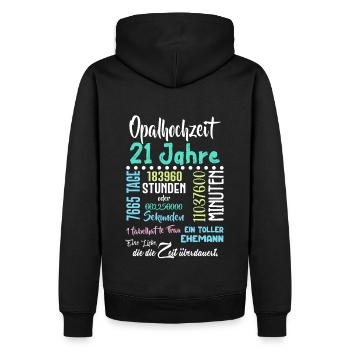 Opalhochzeit 21 Jahre Hochzeit Partner Feiern - Männer Premium Bio Hoodie - Schwarz - Hinten - Nico (187cm)