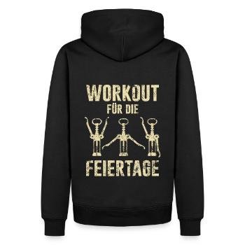 Workout Feiertage Wein Sport Alkohol Spruch Humor - Männer Premium Bio Hoodie - Schwarz - Hinten - Nico (187cm)