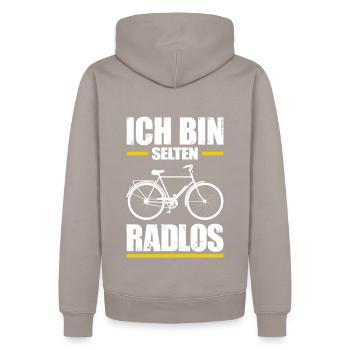 Fahrrad Citybike Radlos Freizeit Sport Natur Humor - Männer Premium Bio Hoodie - Taupe - Hinten - Nico (187cm)