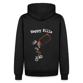 Mountainbike Happy Freizeit Rad Sport Natur Humor - Männer Premium Bio Hoodie - Schwarz - Hinten - Nico (187cm)