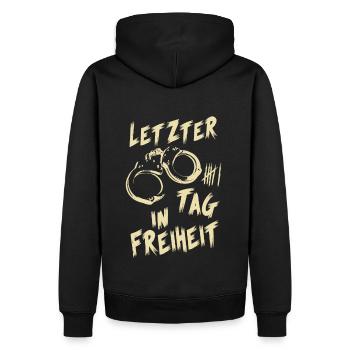 Junggesellinenabschied Letzter tag in Freiheit - Männer Premium Bio Hoodie - Schwarz - Hinten - Nico (187cm)