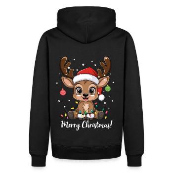 Renne Noël drôle mignon Joyeux Noël - Sweat à capuche Premium bio Homme - noir - Dos - Nico (187cm)