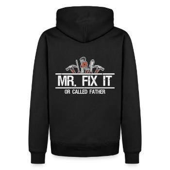 Mr. Fix it - Men’s Premium Organic Hoodie - black - Back - Nico (187cm)