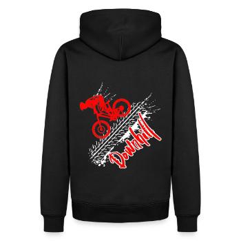 downhill MTB BMX - Männer Premium Bio Hoodie - Schwarz - Hinten - Nico (187cm)