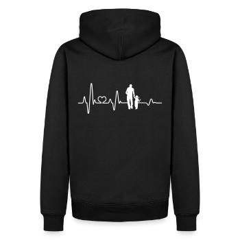 Meilleur papa père fille main dans la main battement de coeur - Sweat à capuche Premium bio Homme - noir - Dos - Nico (187cm)