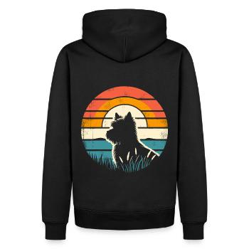 Cairn Terrier Vintage coucher de soleil - Sweat à capuche Premium bio Homme - noir - Dos - Nico (187cm)