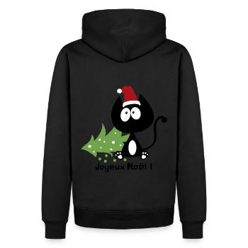 Joyeux noel ! Chat et sapin renversé, humour ! - Sweat à capuche Premium bio Homme - noir - Dos - Nico (187cm)