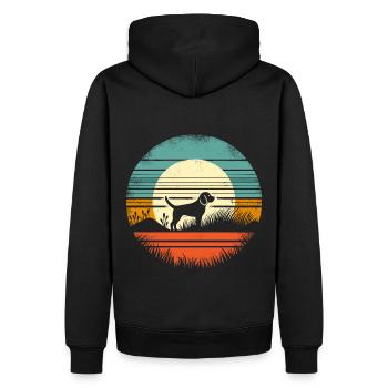 Vintage Sunset Beagle - Men’s Premium Organic Hoodie - black - Back - Nico (187cm)