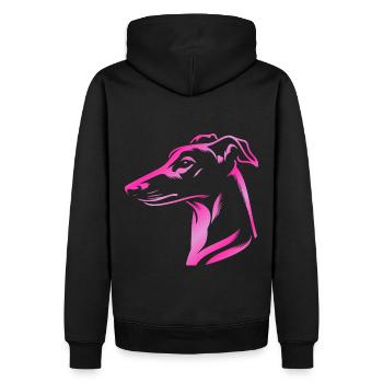 Greyhound Whippet, tête de chien, dessin rose - Sweat à capuche Premium bio Homme - noir - Dos - Nico (187cm)