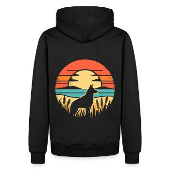 Malinois Vintage Sunset - Männer Premium Bio Hoodie - Schwarz - Hinten - Nico (187cm)