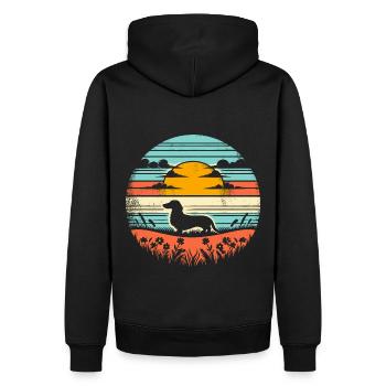 Dackel Vintage Sunset - Männer Premium Bio Hoodie - Schwarz - Hinten - Nico (187cm)