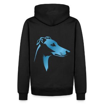 Lévrier Lévrier, tête de chien, dessin bleu - Sweat à capuche Premium bio Homme - noir - Dos - Nico (187cm)