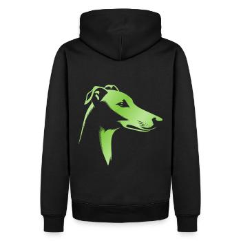 Lévrier Lévrier, Tête De Chien, Dessin Vert - Sweat à capuche Premium bio Homme - noir - Dos - Nico (187cm)