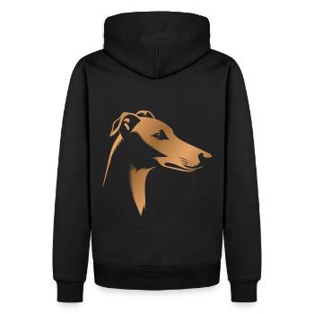 Lévrier lévrier, tête de chien, dessin bronze - Sweat à capuche Premium bio Homme - noir - Dos - Nico (187cm)